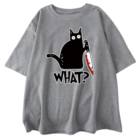 Black Cat "What" T-Shirt