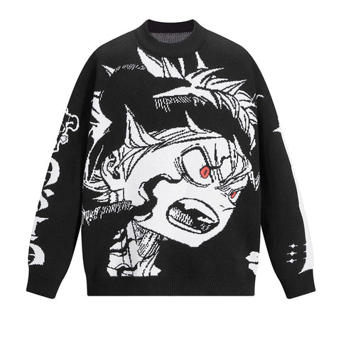 Black Clover Asta Gestrickter Streetwear-Pullover