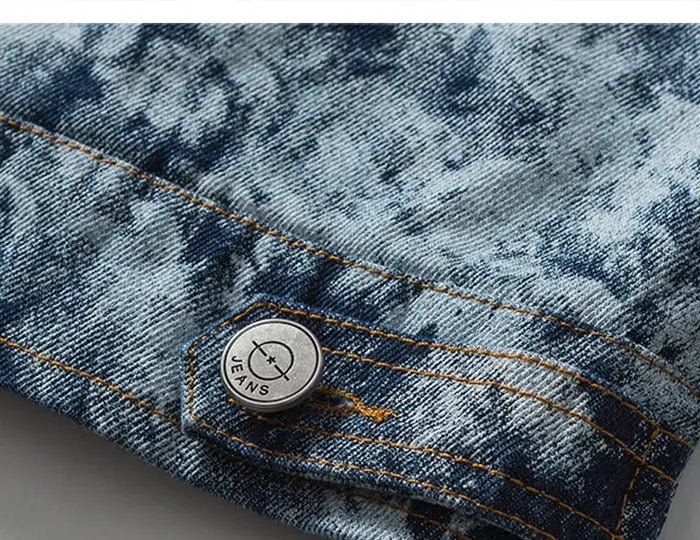 Blaue Jeansjacke mit Blumenmuster „TD711“