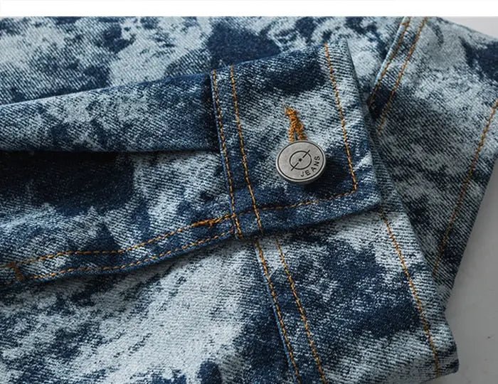 Blaue Jeansjacke mit Blumenmuster „TD711“