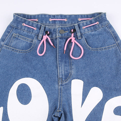 Y2K Indie Girl Heart Baggy Jeans