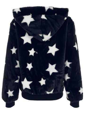 Five-pointed Star Plush Faux Fur y2k Hooded Warm Jacket/Winter Targeted