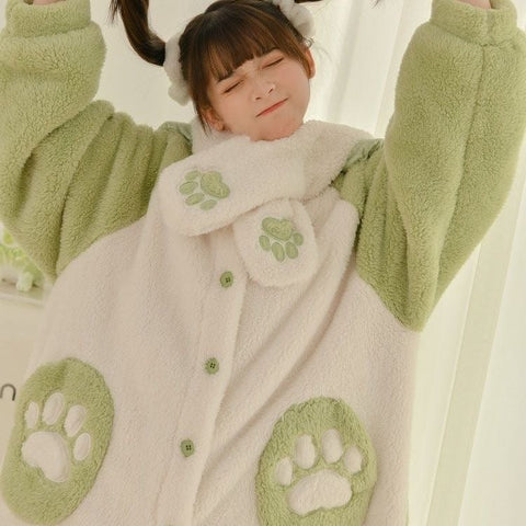 Cartoon Cabbage Puppy Hooded Jumpsuit Pajamas Set