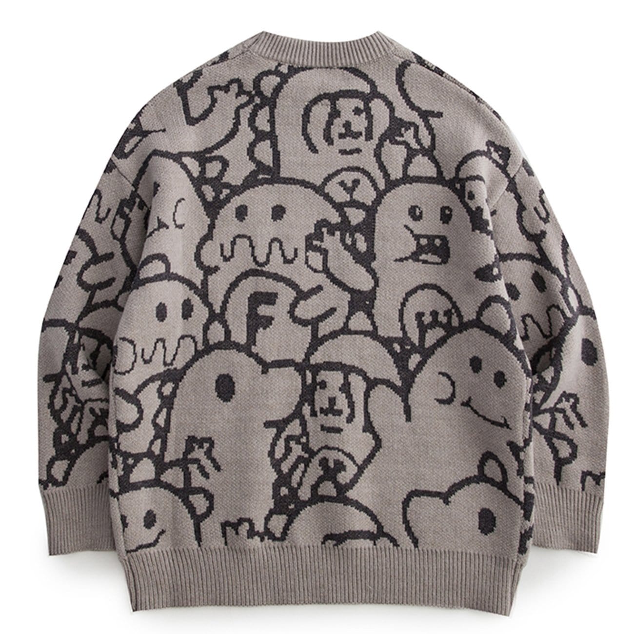 Strickpullover mit Cartoon-Stickerei