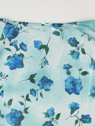 Vintage Floral Print Mesh Long Skirt with Bow - Retro Y2K Aesthetic - - Polyester Blend - Knit Fabric - Seasonal All Year Round - Exclusive Collection