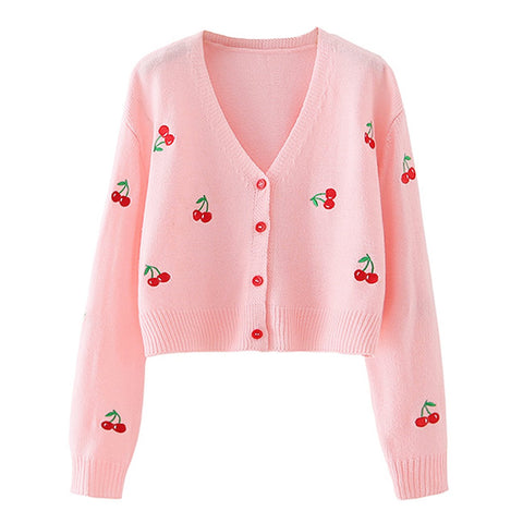 Cherry Embroidered Cardigan