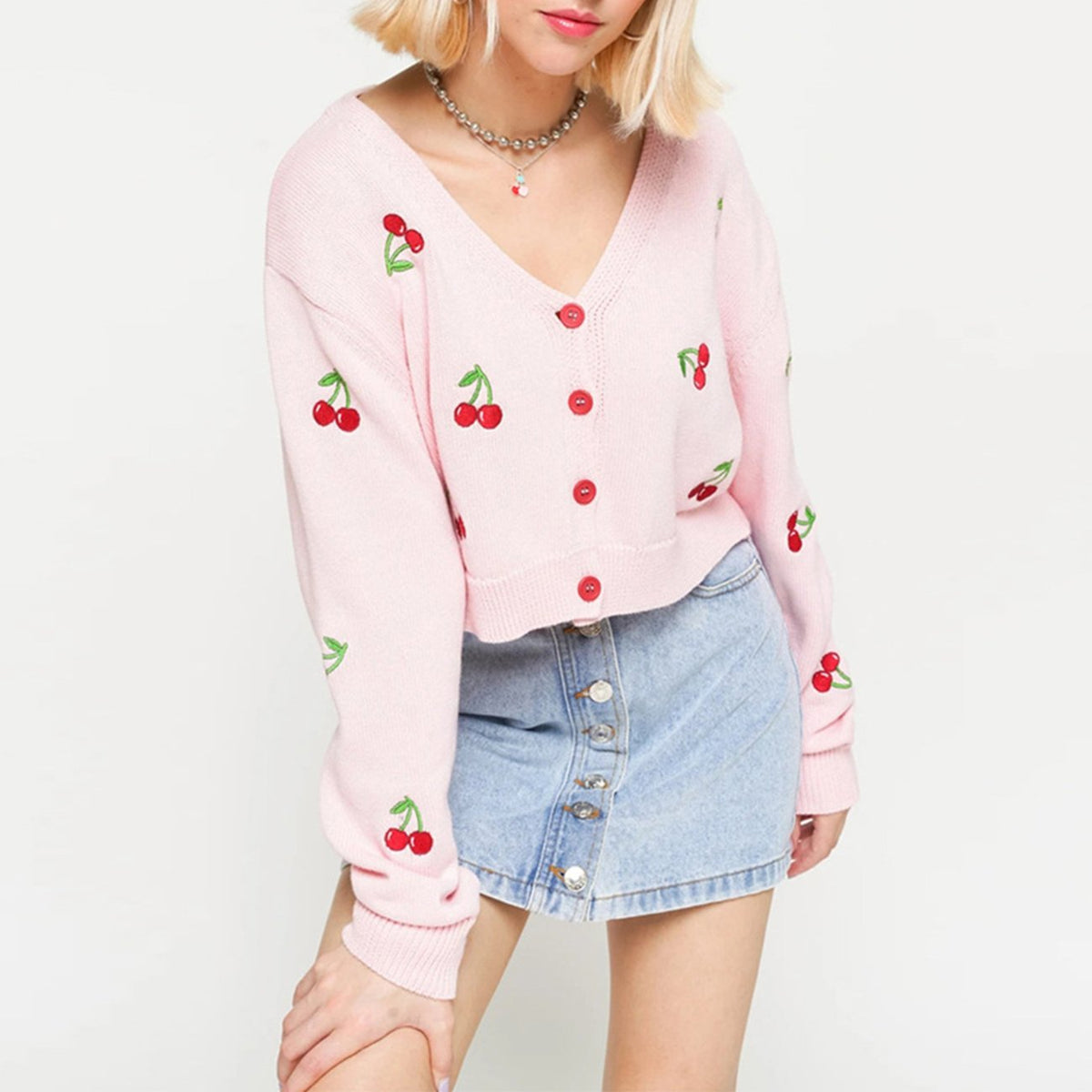 Cherry Embroidered Cardigan