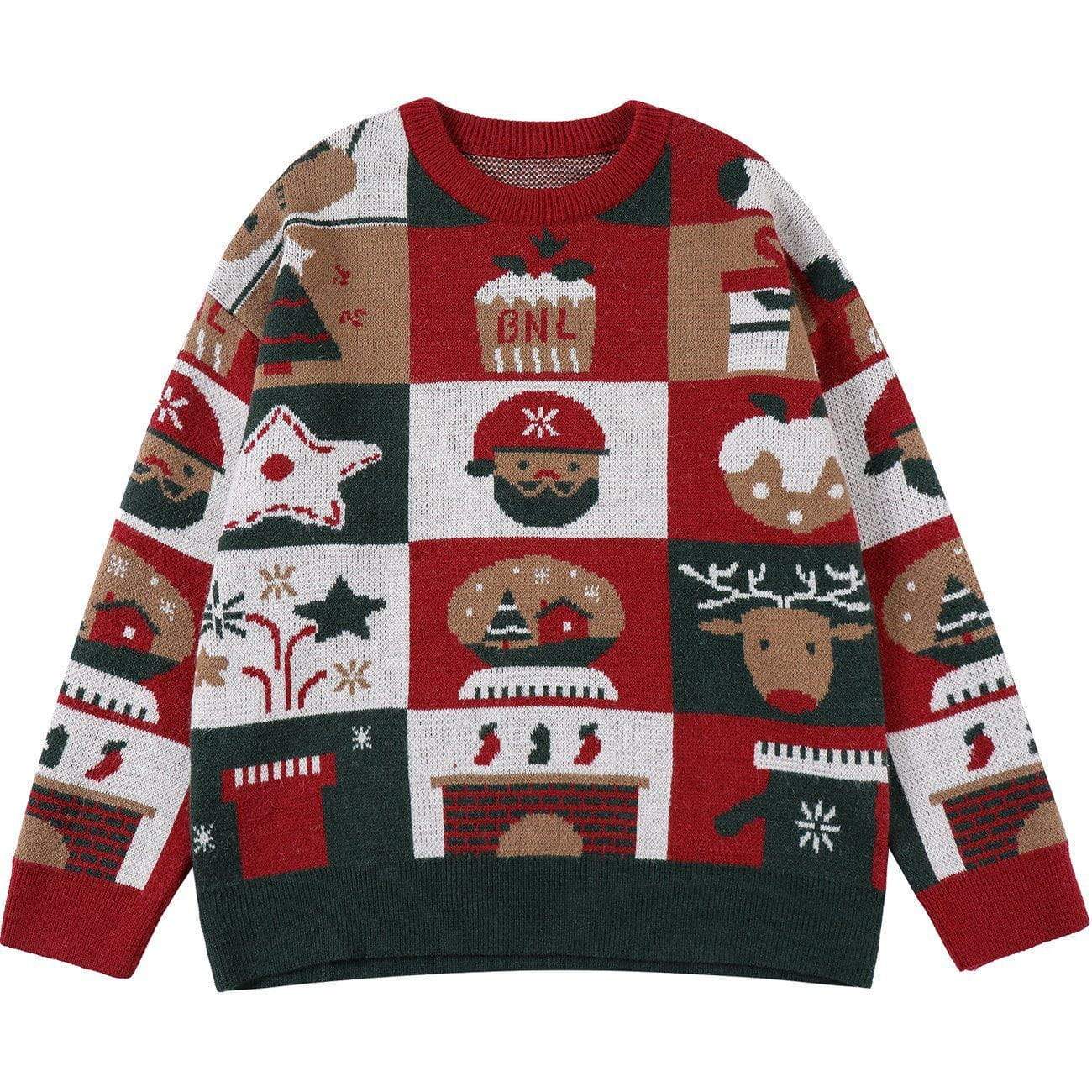 Christmas Elements Pattern Knit Sweater