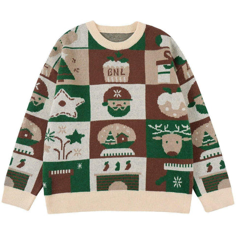 Christmas Elements Pattern Knit Sweater