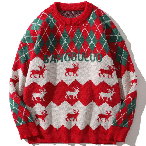 Christmas Elk Pattern Knit Sweater