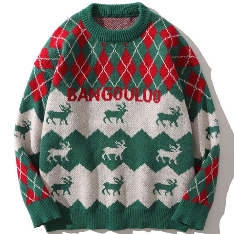 Christmas Elk Pattern Knit Sweater