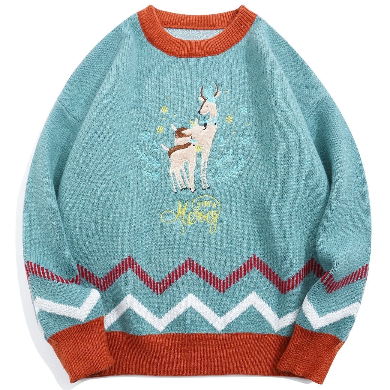 Christmas Embroidery Deer Knit Sweater