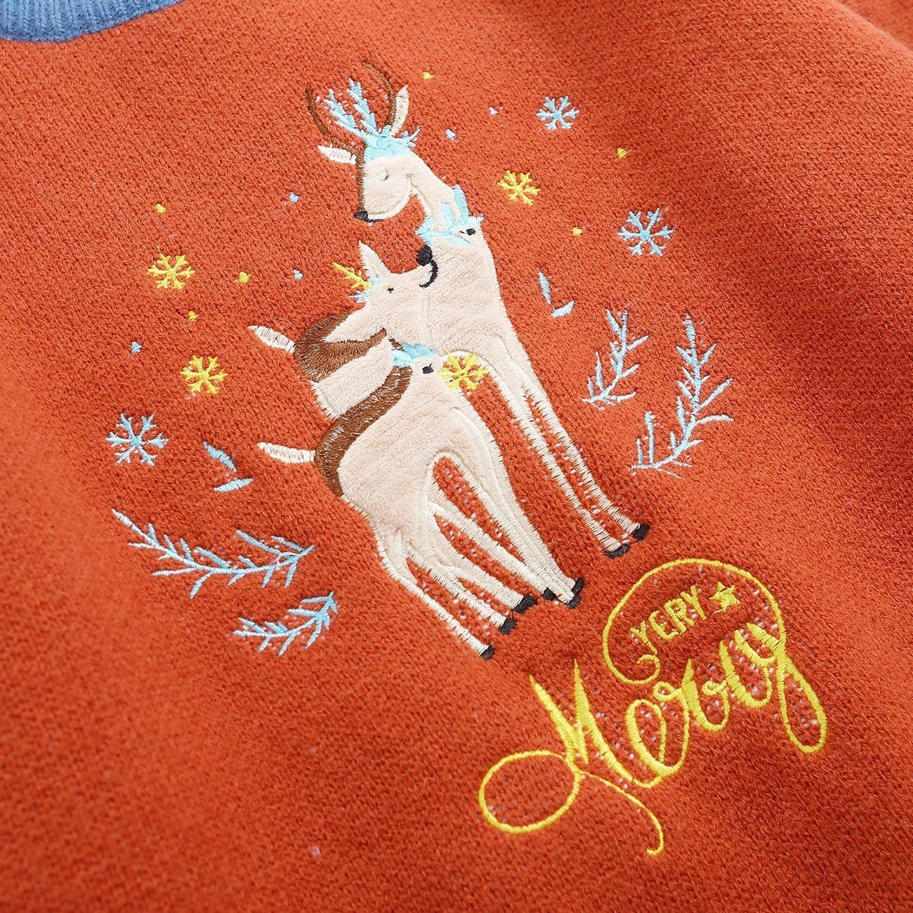 Christmas Embroidery Deer Knit Sweater