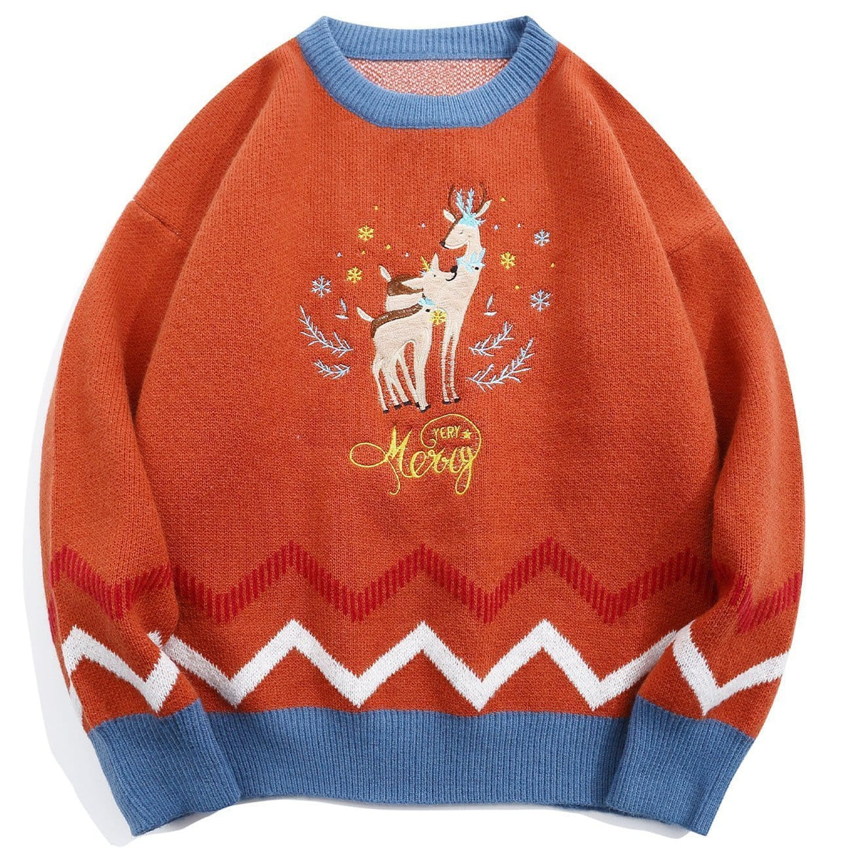 Christmas Embroidery Deer Knit Sweater