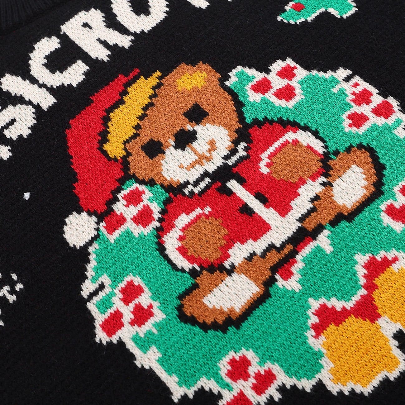 Christmas Hat Bear Knit Sweater