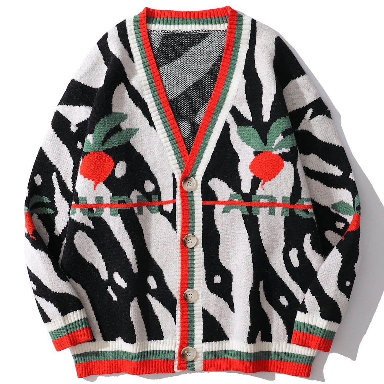 Contrast Zebra Pattern Cardigan