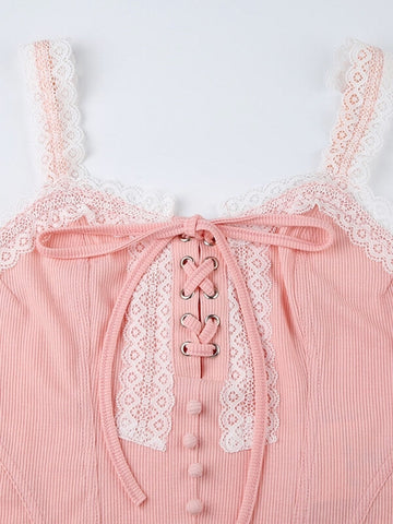 Angelic pink lace camisole