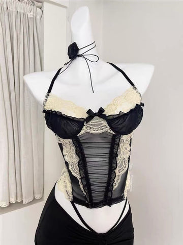 Kokettes Vintage-Spitzen-Unterhemd