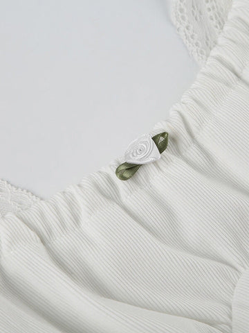 Camisola falsa de dos piezas con ribete de encaje Delilah