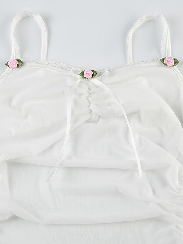 Top de tirantes con flores de encaje Doris