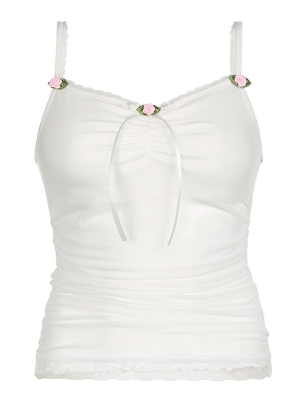 Top de tirantes con flores de encaje Doris