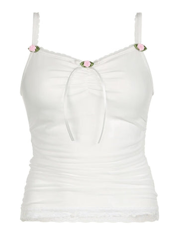 Top de tirantes con flores de encaje Doris