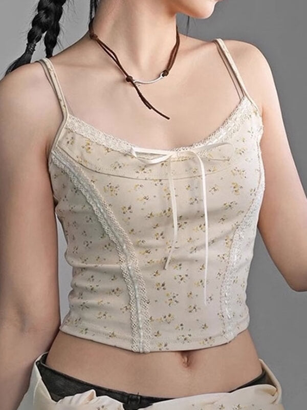 Camisole-Oberteil im Vintage-Stil mit Blumenmuster