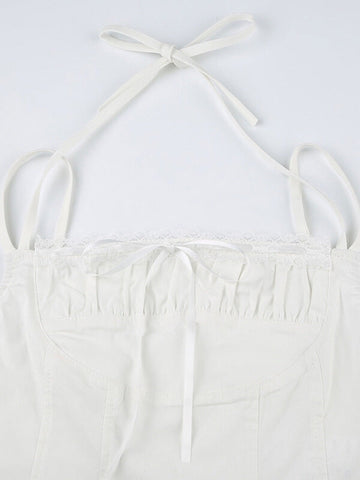 Olivia lace white halter top