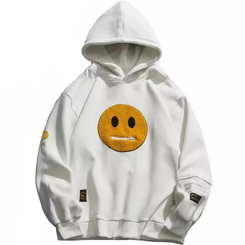 Sudadera con capucha y emoji con cremallera 