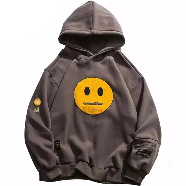 Sudadera con capucha y emoji con cremallera 