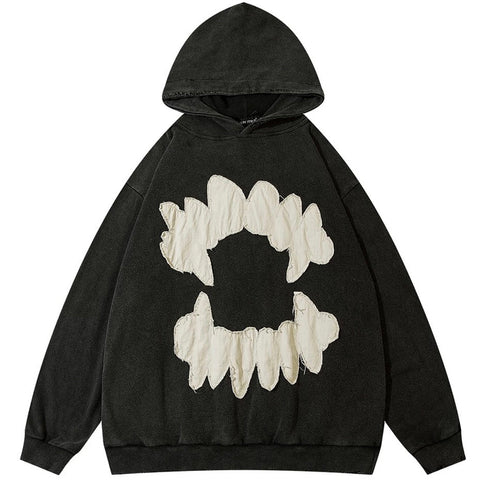 Sudadera con capucha bordada con dientes