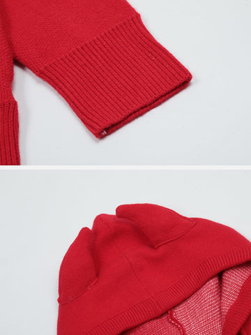 Devil Horn Knit Hoodie