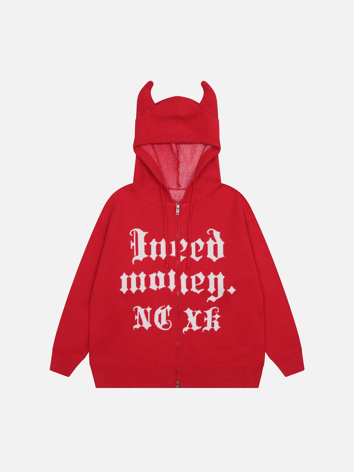 Sudadera con capucha de punto de cuerno de diablo