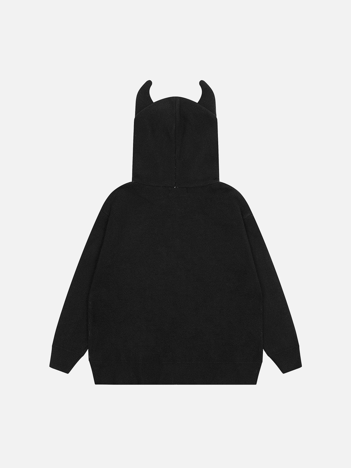 Sudadera con capucha de punto de cuerno de diablo