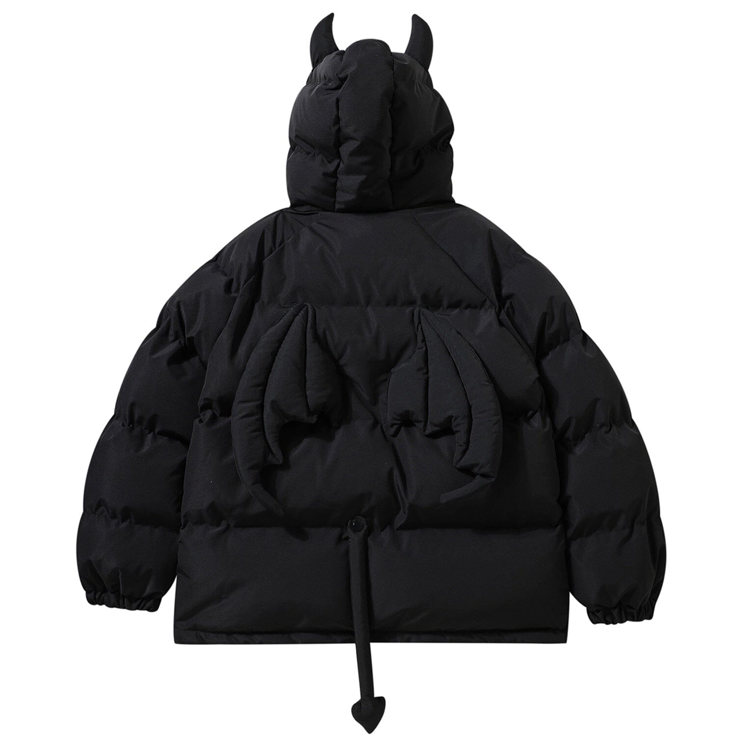 Streetwear Pufferjacke mit Teufelshörnern und Flügeln