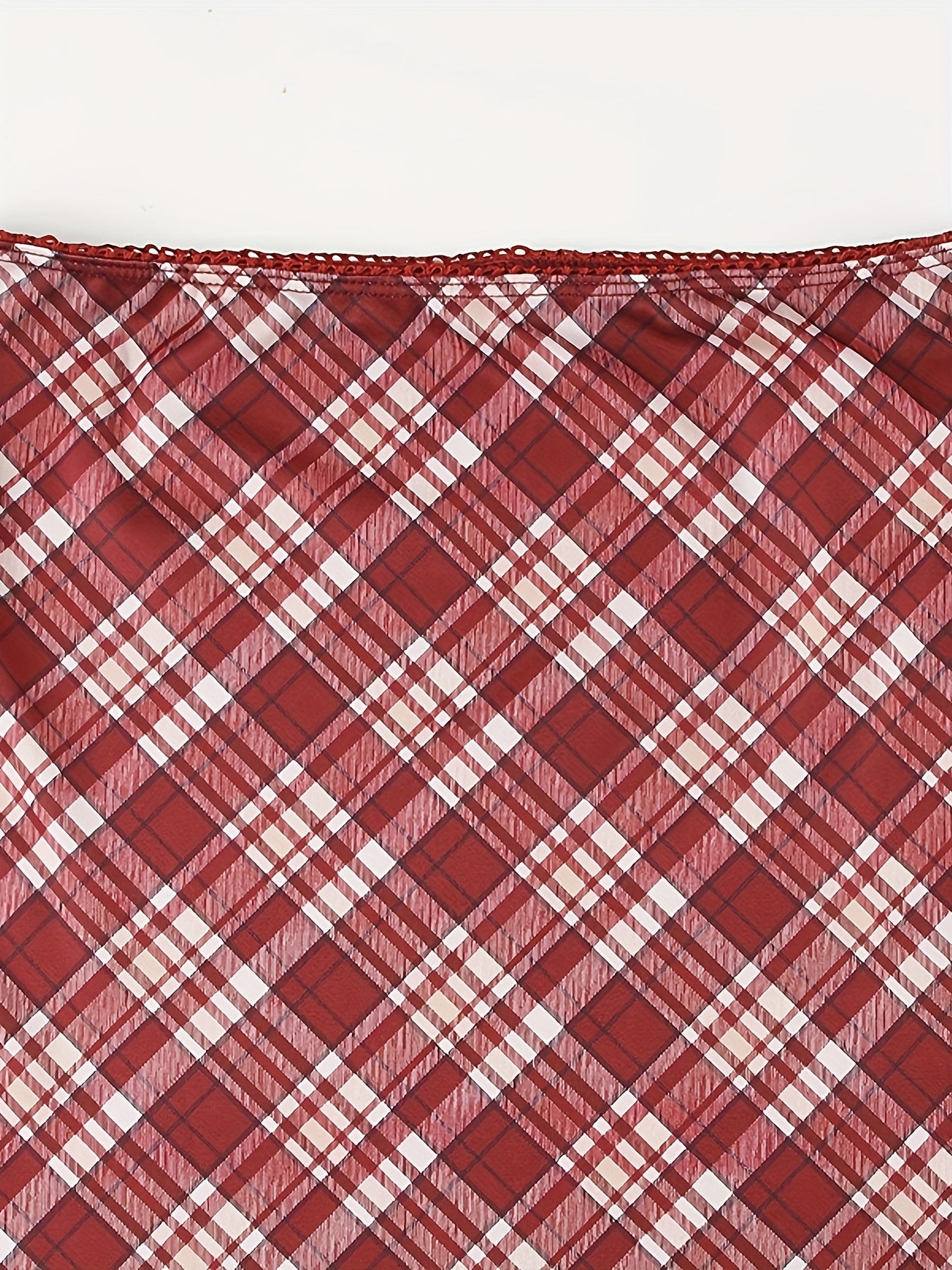 Y2K-Inspired Harajuku Plaid Maxi Skirt with Mermaid Hem - Stretchy Polyester Blend, Machine Washable, Red & Black Checkered Pattern for All Seasons, Allseason Fashion|Bold Pattern Skirt|Flexible Clothing