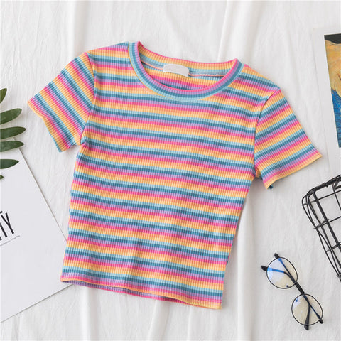 Rainbow Stripe Crop Top