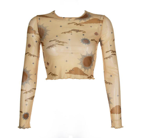 Sun & Moon Mesh Crop Top