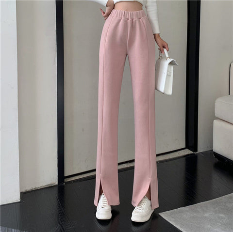 Causual Chic Comfy Velvet Long Wide Leg Gathered Waist Pants