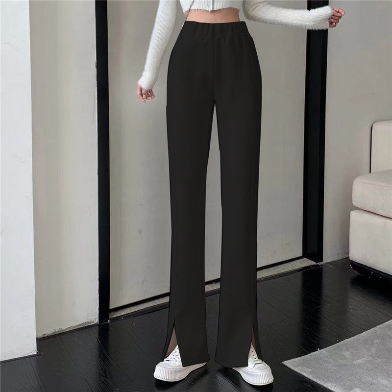 Causual Chic Comfy Velvet Long Wide Leg Gathered Waist Pants