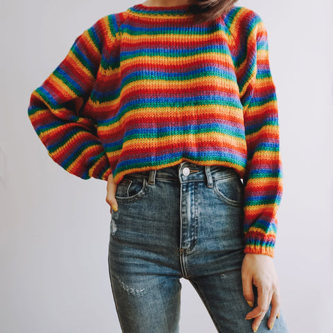 Rainbow Stripe Knit Sweater