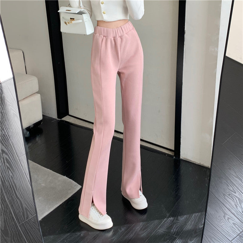 Causual Chic Comfy Velvet Long Wide Leg Gathered Waist Pants