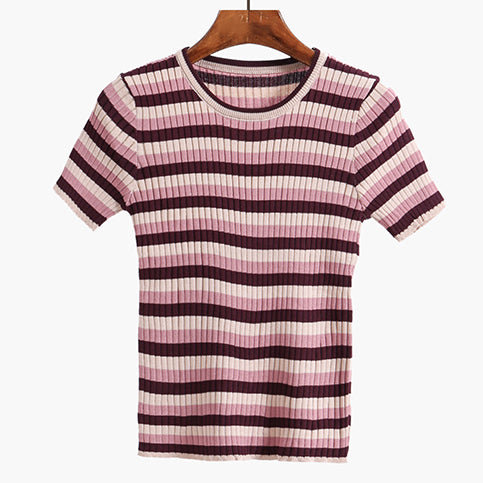 Colorblock Stripe Ribbed Tee