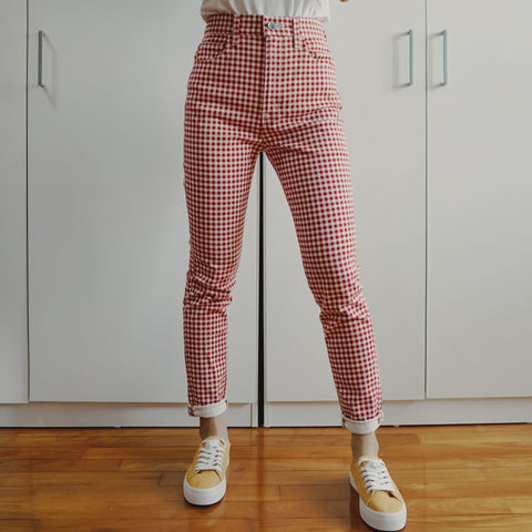 Gingham Skinny Jeans