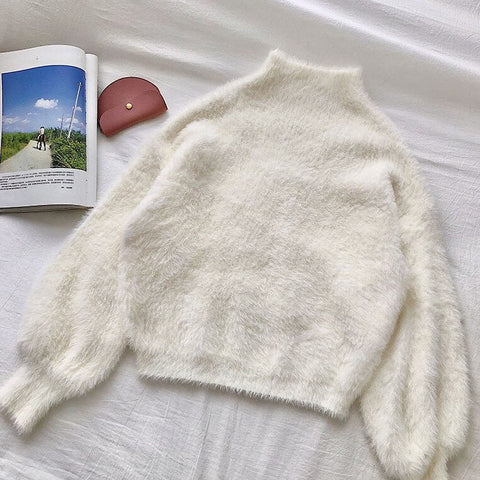 Fuzzy High Neck Sweater