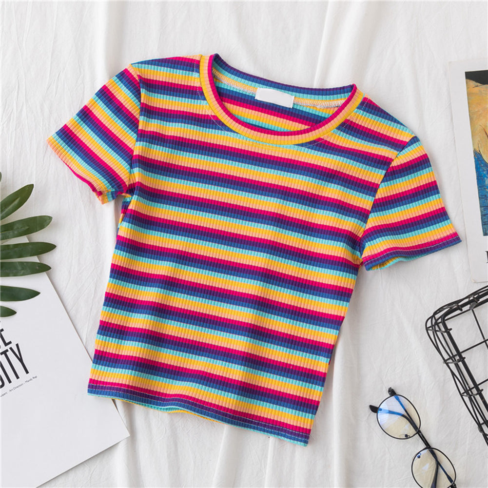 Rainbow Stripe Crop Top