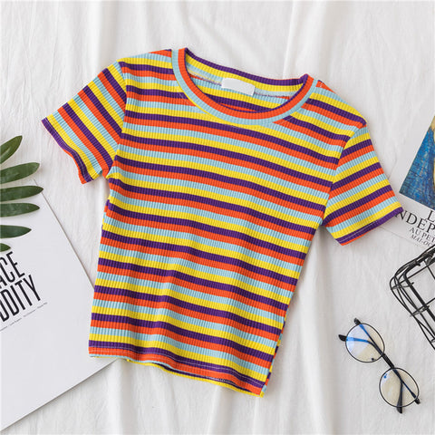 Rainbow Stripe Crop Top