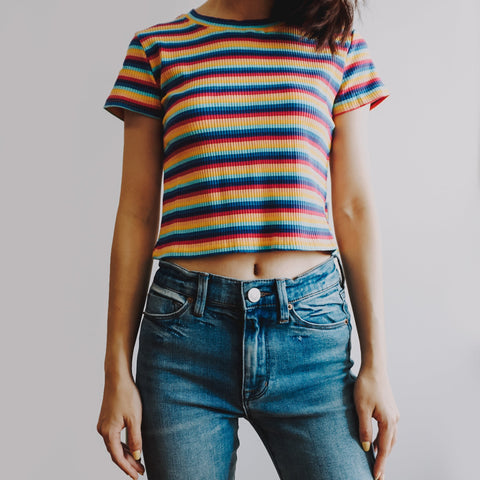 Rainbow Stripe Crop Top