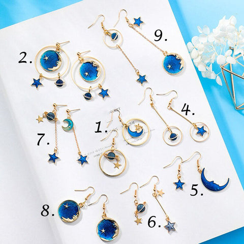 Planet Moon Star Earrings