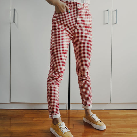 Gingham Skinny Jeans